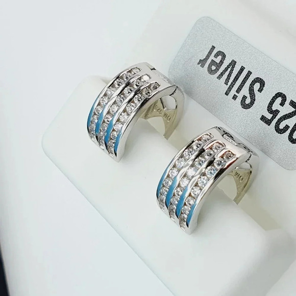 "925 Sterling Silver Cubic Zirconia Earrings, UU1P6A6158 - Picture 9 of 11